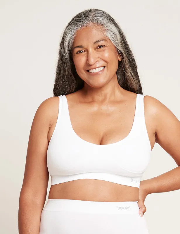 Seamfree Padded Crop Bra - White sold by Boody Eco Wear