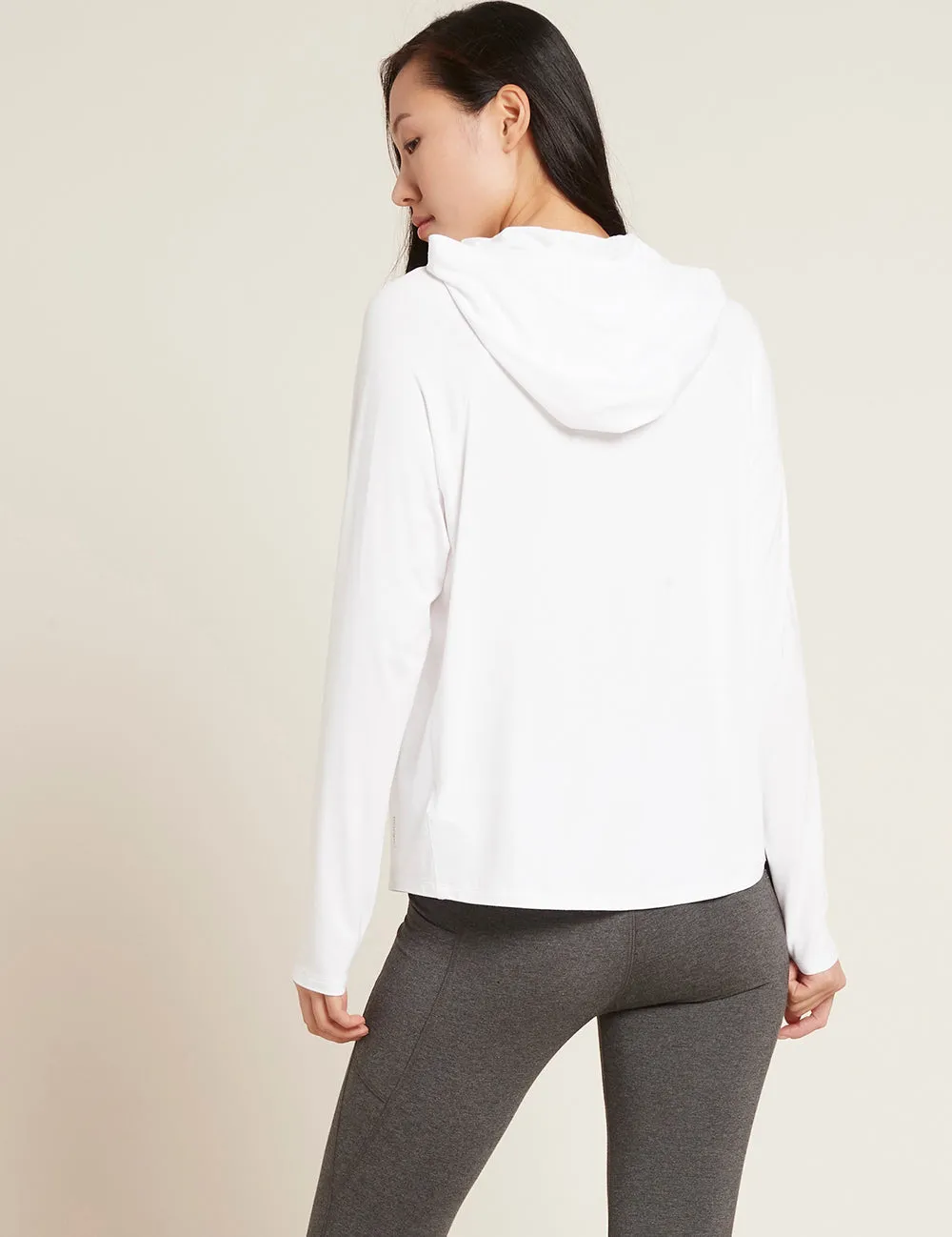 Women's Long Sleeve Hooded T-Shirt - White sold by Boody Eco Wear product image thumbnail 3
