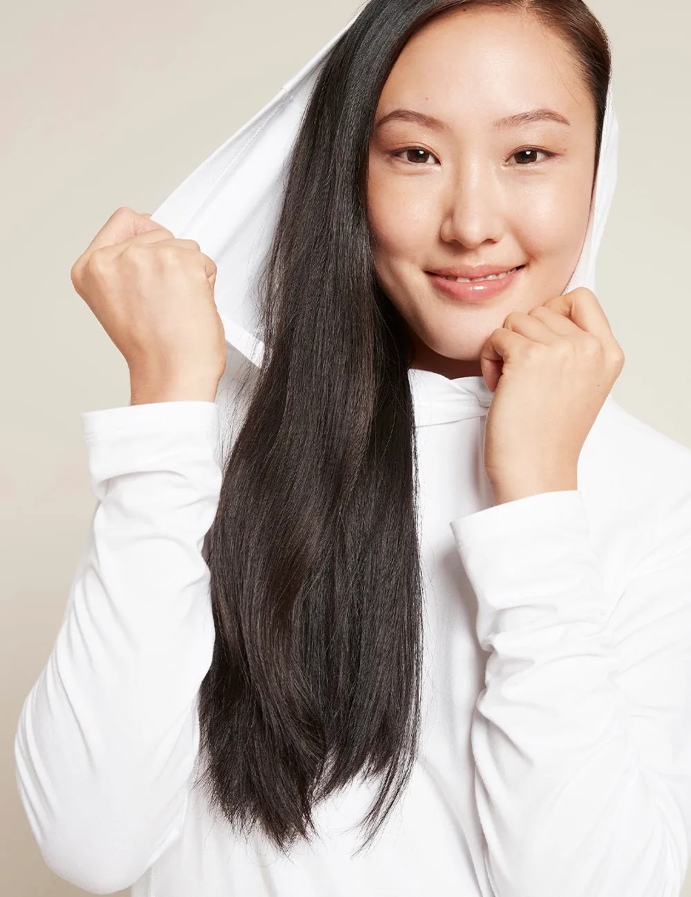 Women's Long Sleeve Hooded T-Shirt - White sold by Boody Eco Wear product image thumbnail 2