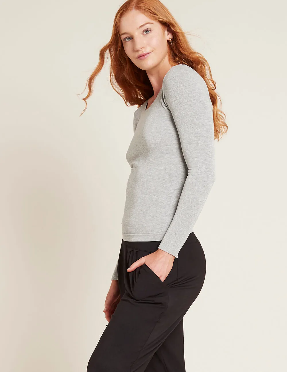 Women's Long Sleeve Top - Light Grey Marl sold by Boody Eco Wear product image thumbnail 3