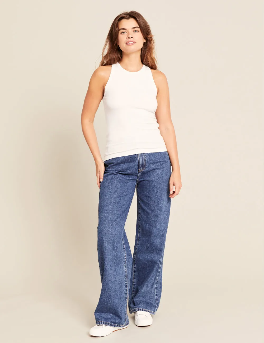 Women's Ribbed Racerback Tank - White sold by Boody Eco Wear product image thumbnail 4