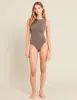 Ribbed Boat Neck Bodysuit - Taupe sold by Boody Eco Wear