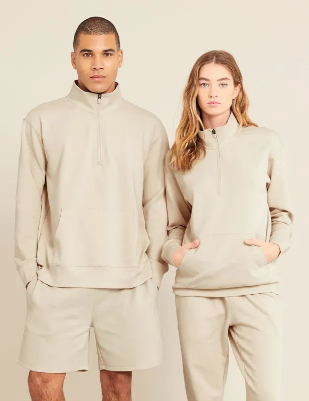 Unisex Quarter Zip Sweater - Sand sold by Boody Eco Wear