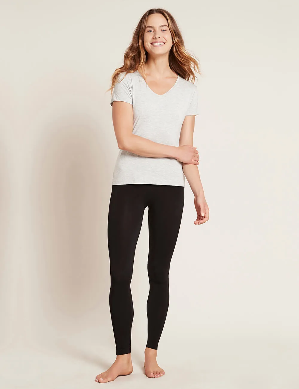 Women's V-Neck T-Shirt - Light Grey Marl sold by Boody Eco Wear product image thumbnail 3