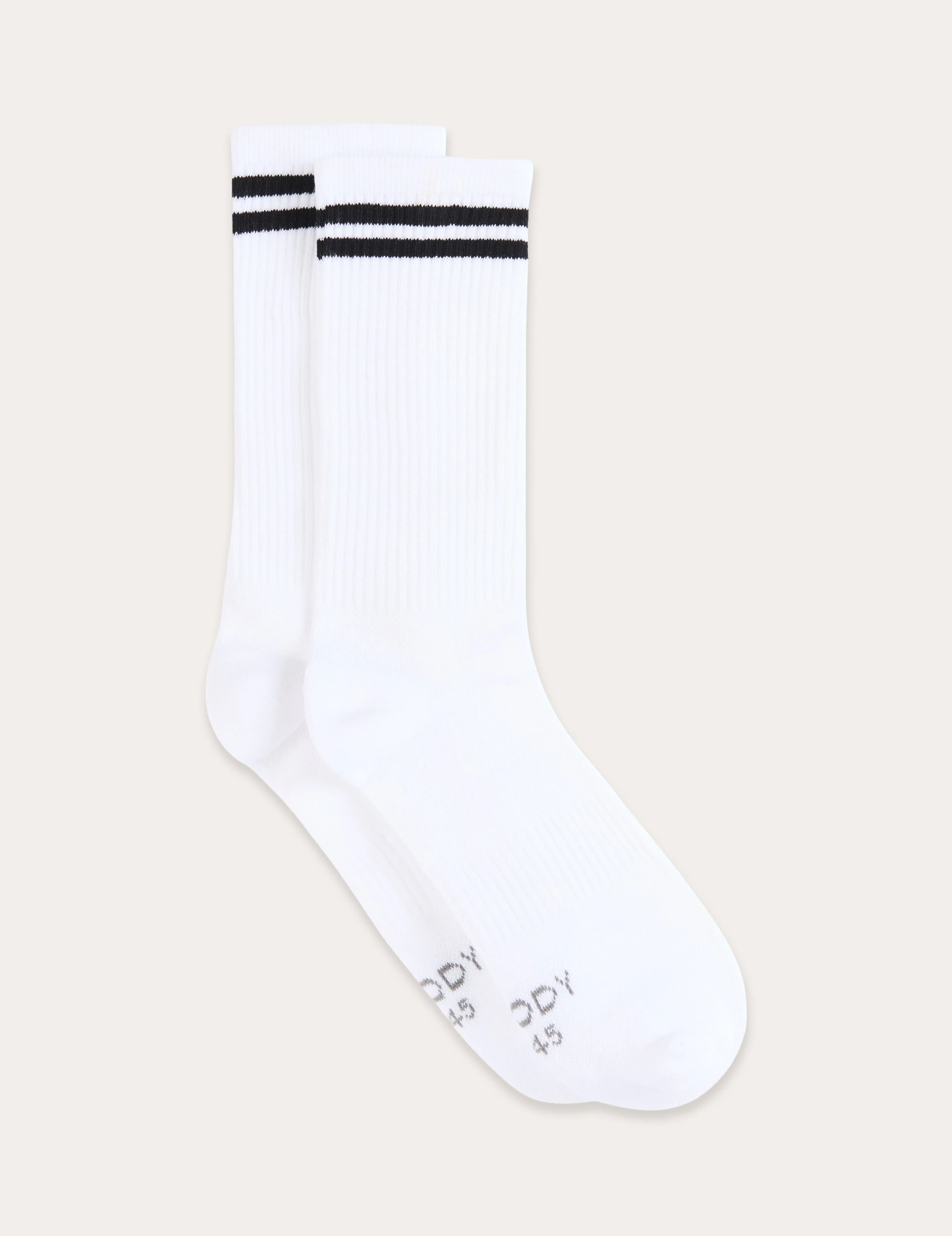 Striped Cushioned Crew Socks - White/Black sold by Boody Eco Wear