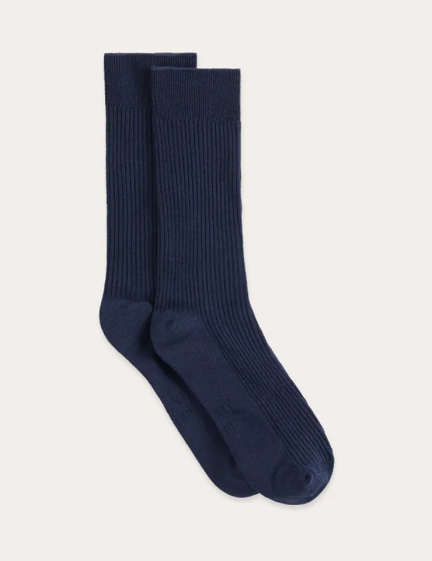 Ribbed Crew Socks - Navy sold by Boody Eco Wear