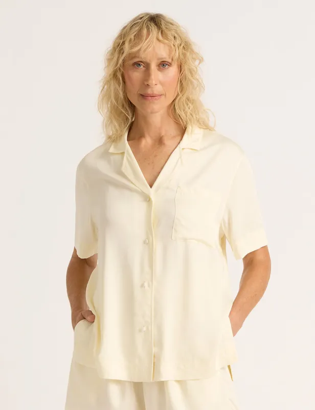 Vegan Silk Short Sleeve Shirt - Pearl sold by Boody Eco Wear