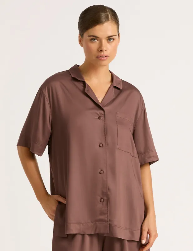 Vegan Silk Short Sleeve Shirt - Garnet sold by Boody Eco Wear