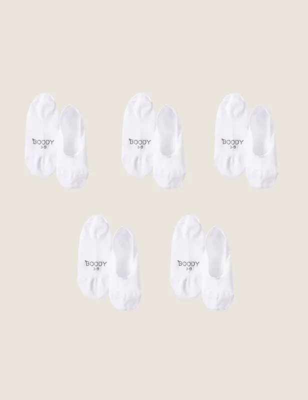 5-Pack Women's Everyday Low-Cut Hidden Socks - White sold by Boody Eco Wear