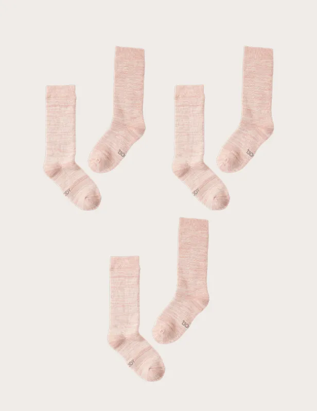3-Pack Chunky Bed Socks - Dusty Pink Marl sold by Boody Eco Wear
