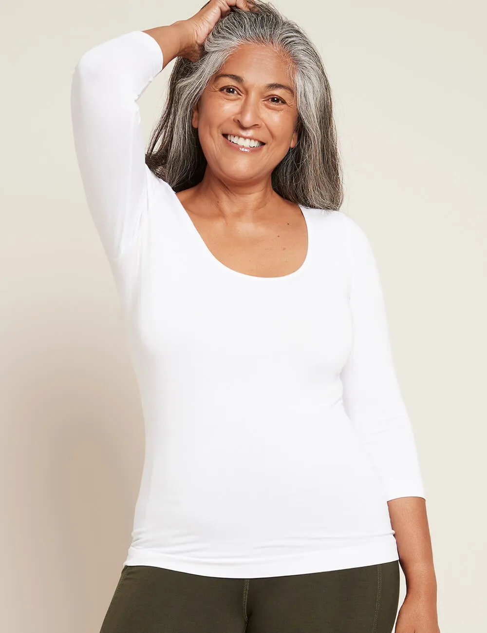 3/4 Sleeve Top - White sold by Boody Eco Wear
