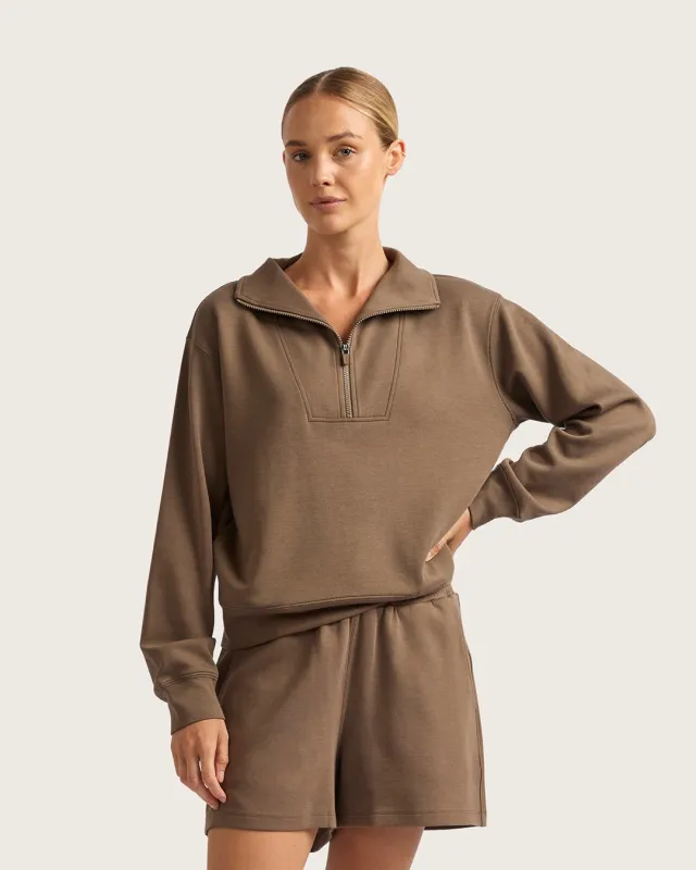 Women's Quarter Zip Sweater - Oyster made by Boody Eco Wear