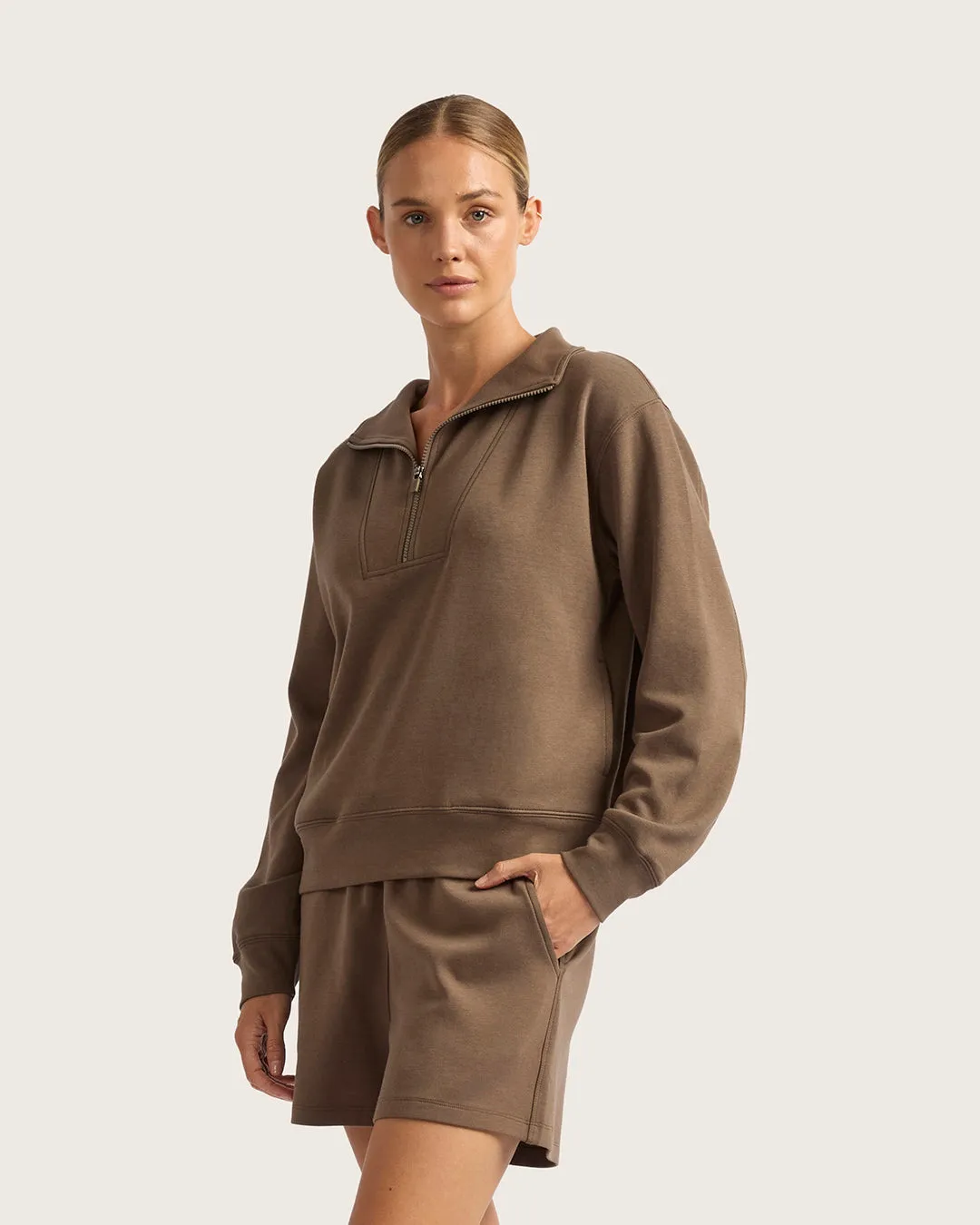 Women's Quarter Zip Sweater - Oyster sold by Boody Eco Wear product image thumbnail 3