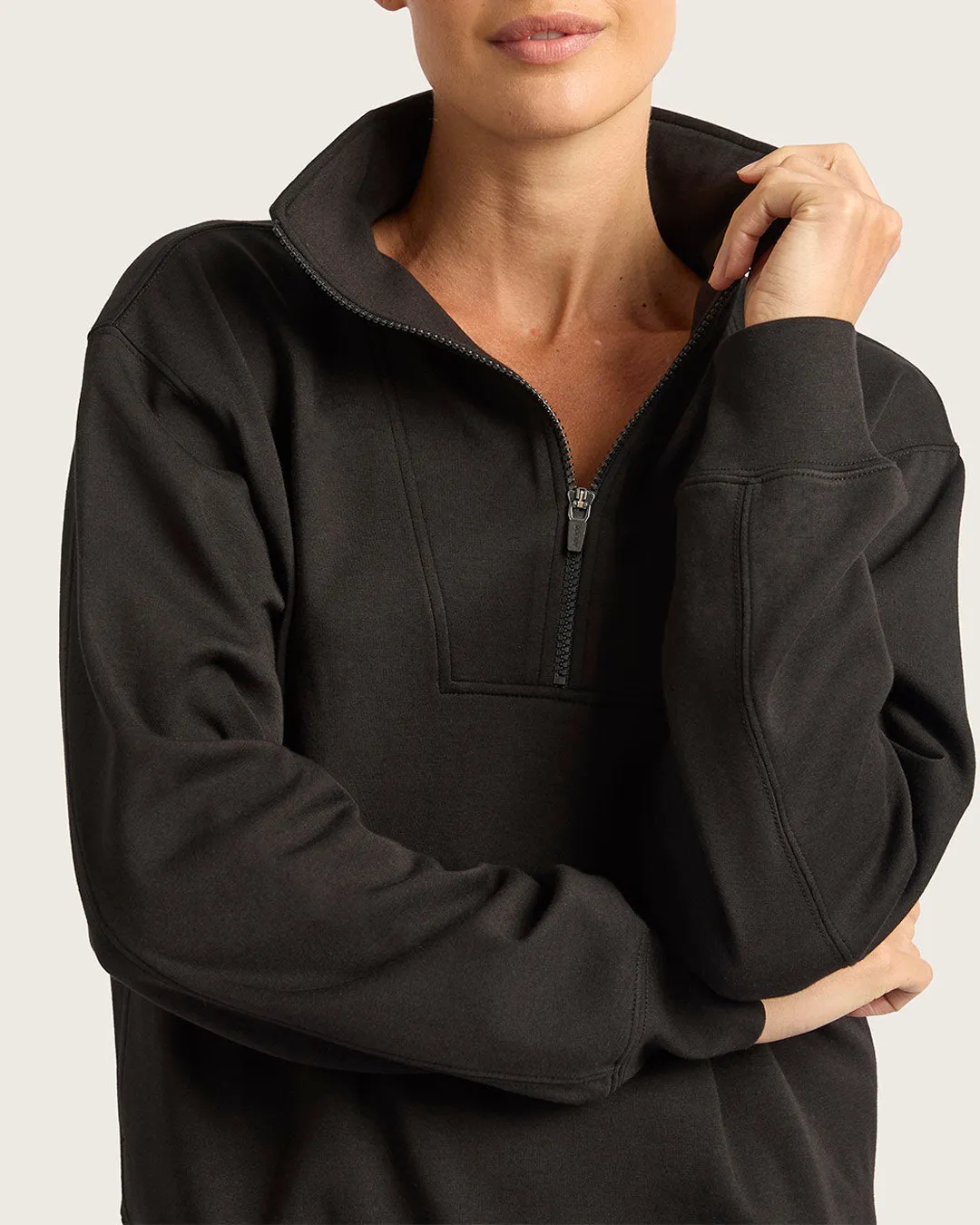 Women's Quarter Zip Sweater - Black sold by Boody Eco Wear product image thumbnail 5