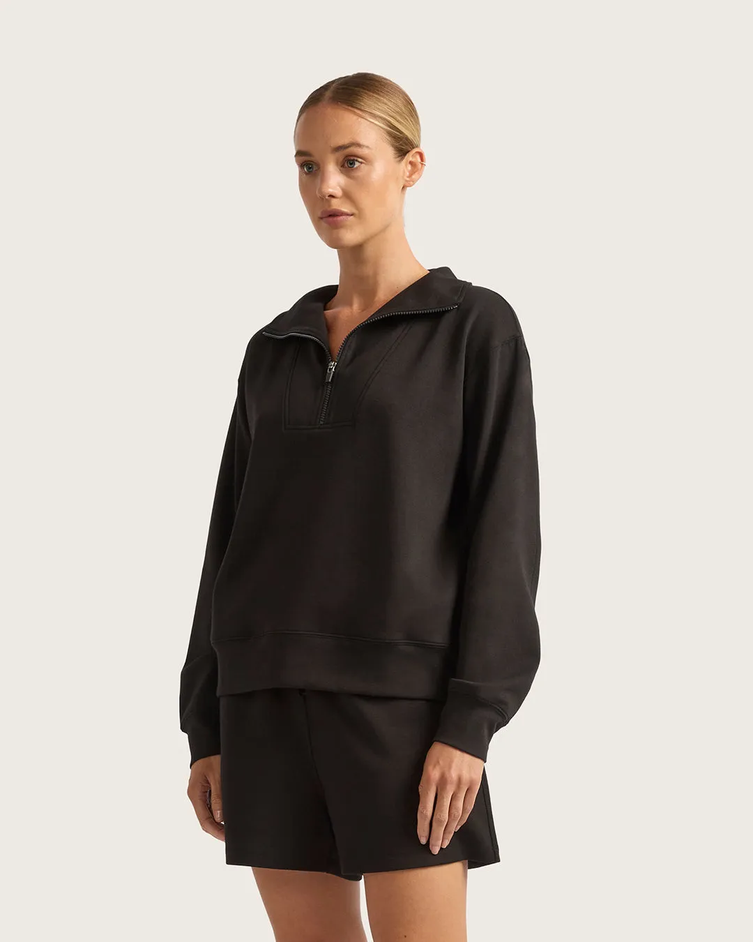 Women's Quarter Zip Sweater - Black sold by Boody Eco Wear product image thumbnail 3