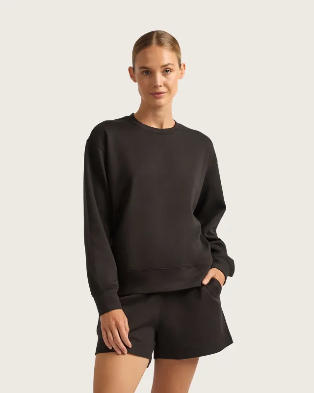 Women's Crew Neck Sweater - Black sold by Boody Eco Wear