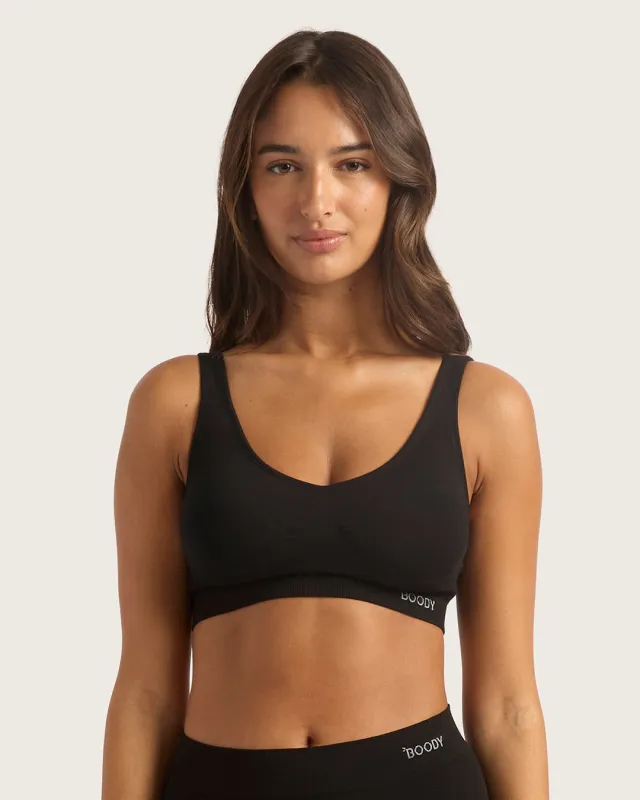Seamfree Padded Crop Bra - Black sold by Boody Eco Wear
