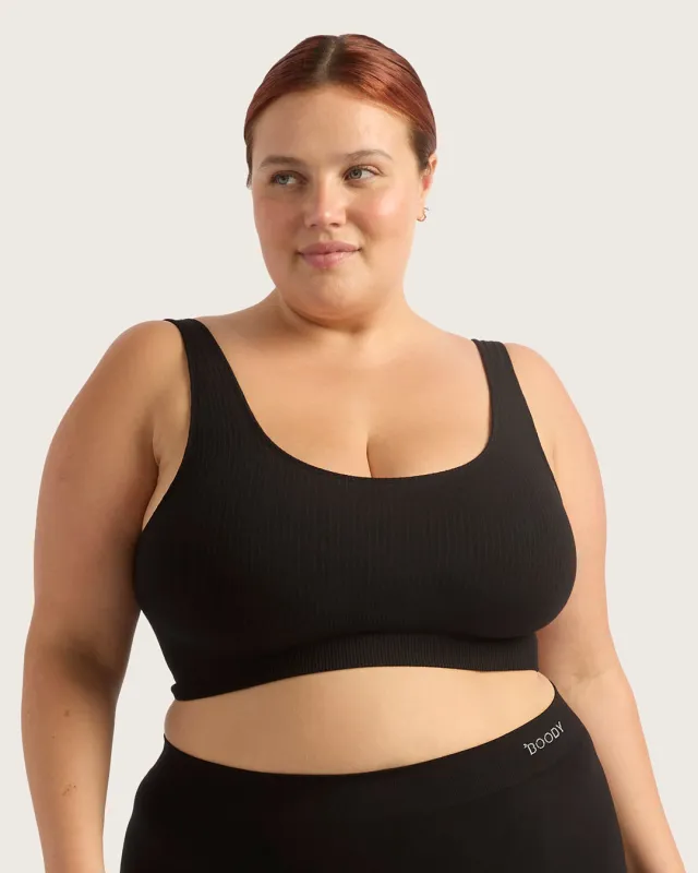 Ribbed Seamfree Crop-Black sold by Boody Eco Wear