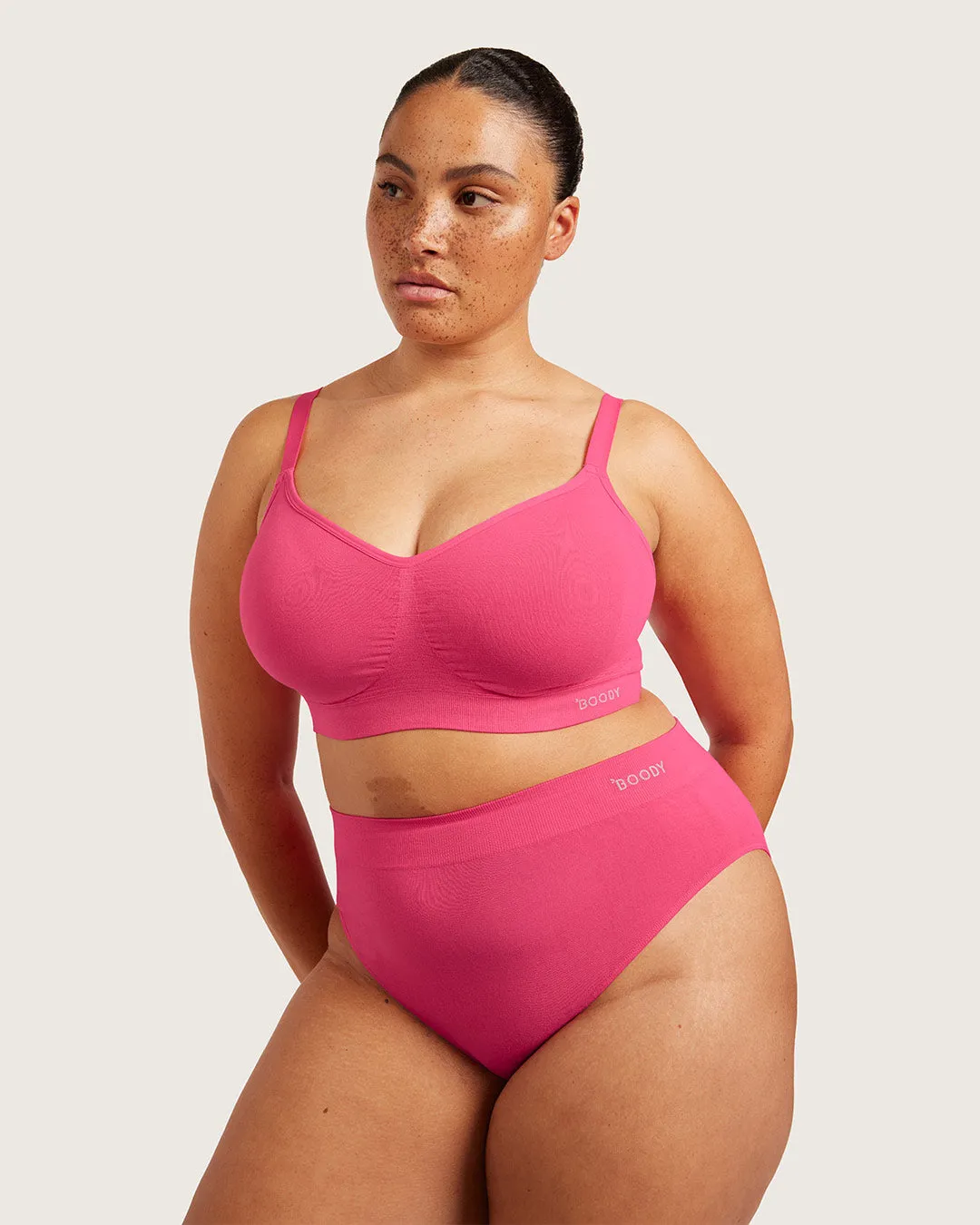 Wireless Full Bust T-Shirt Bra - BCAM Pink sold by Boody Eco Wear product image thumbnail 5