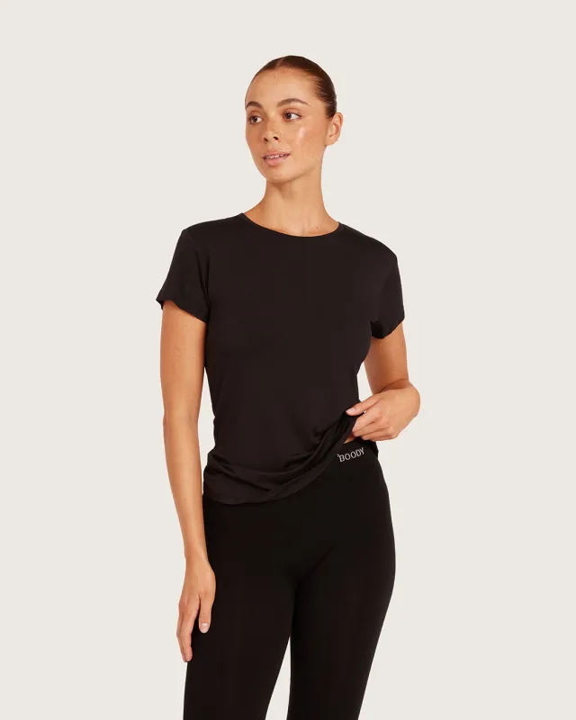 Women's Base Layer Crew Neck T-Shirt - Black sold by Boody Eco Wear
