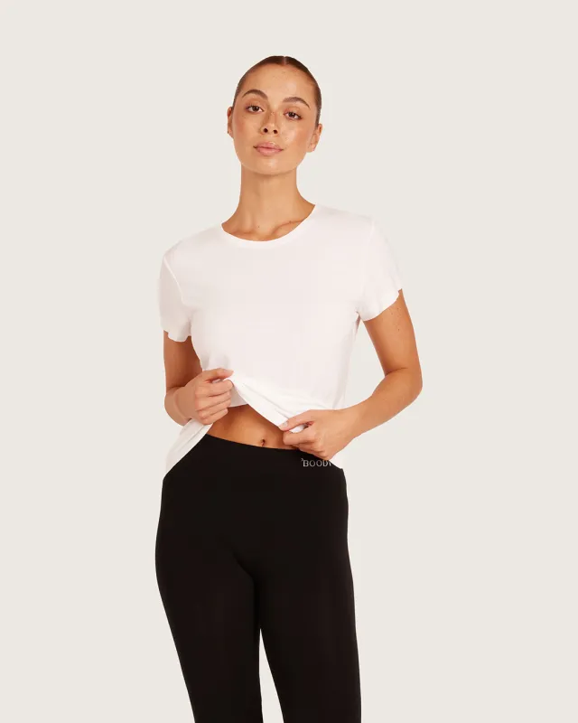 Women's Base Layer Crew Neck T-Shirt - White sold by Boody Eco Wear