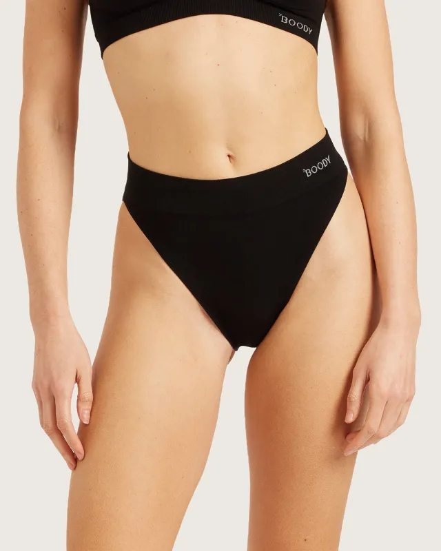 High Cut Full Briefs - Black made by Boody Eco Wear