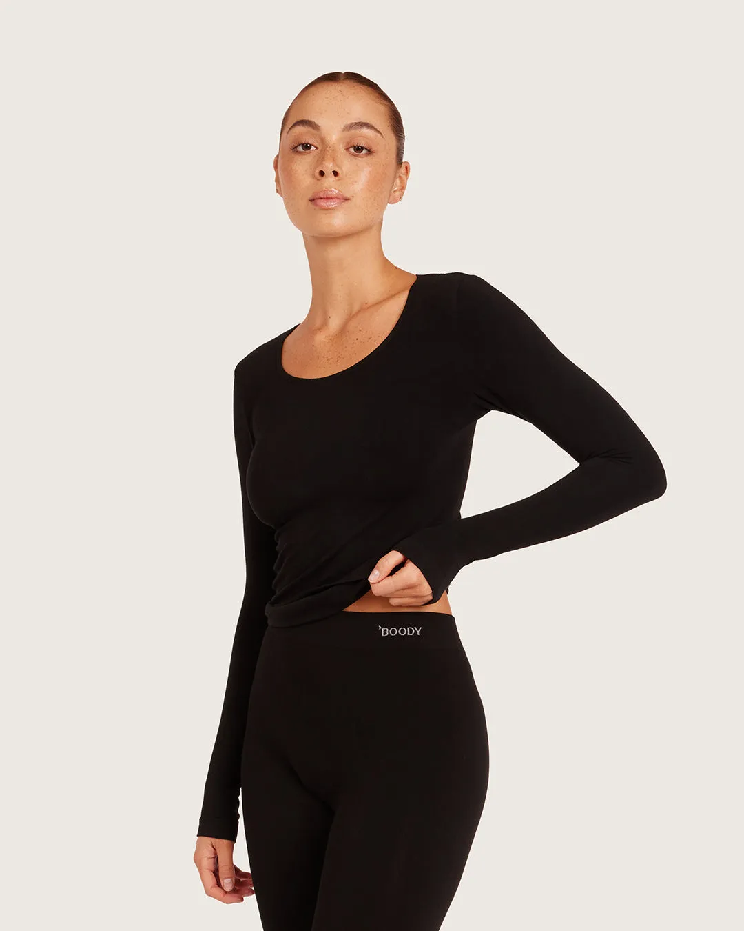 Women's Base Layer Long Sleeve Top - Black sold by Boody Eco Wear product image thumbnail 2