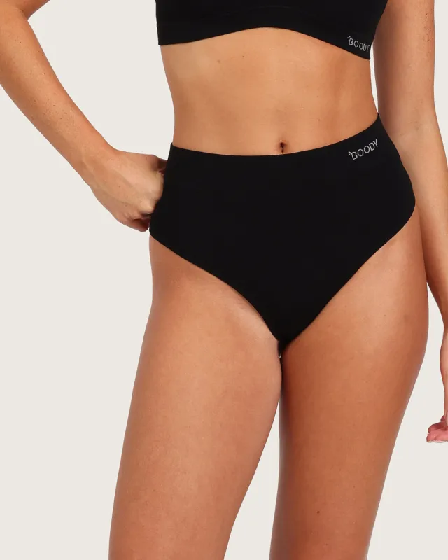 High Waist G-String - Black sold by Boody Eco Wear