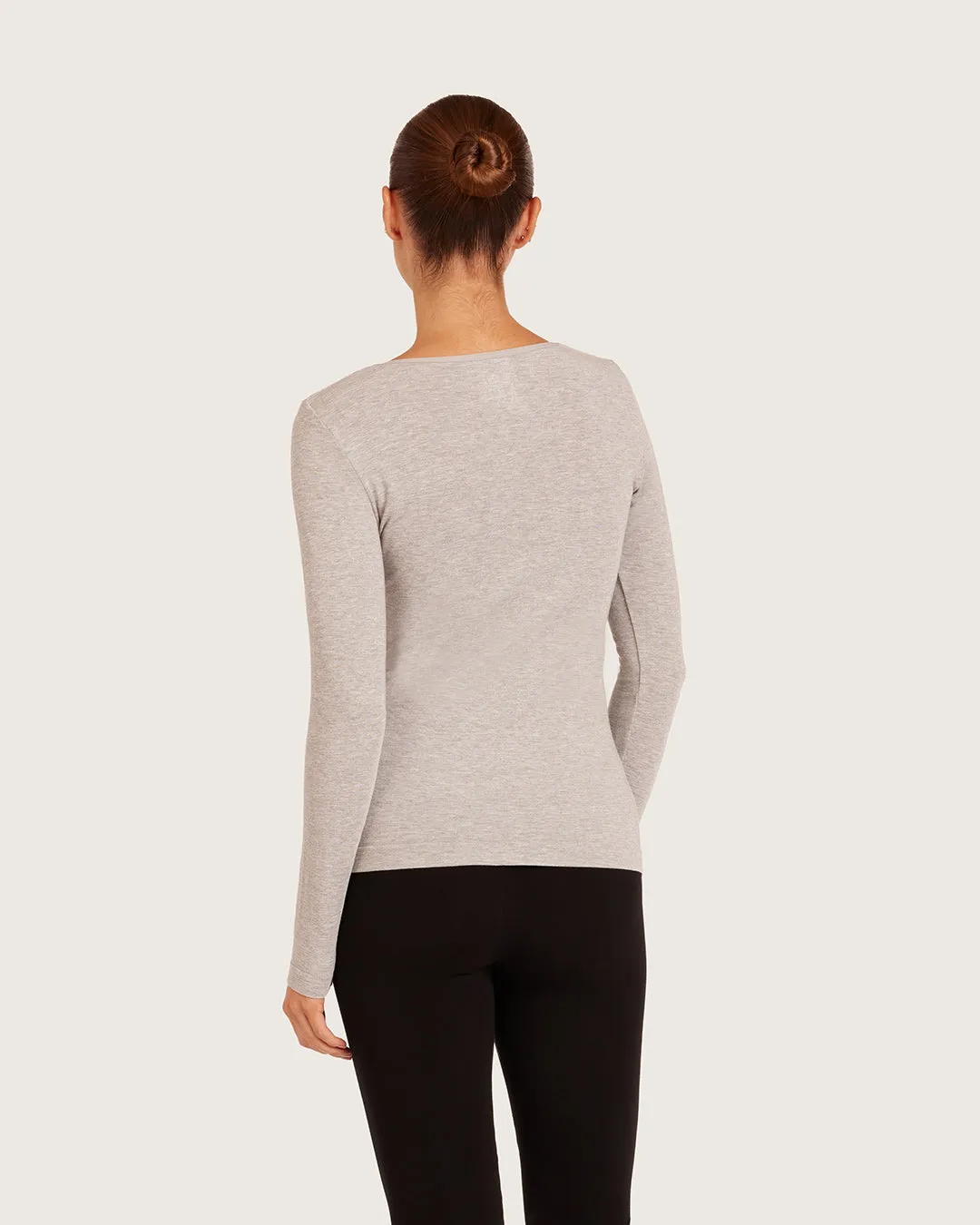 Women's Base Layer Long Sleeve Top - Light Grey Marl sold by Boody Eco Wear product image thumbnail 3