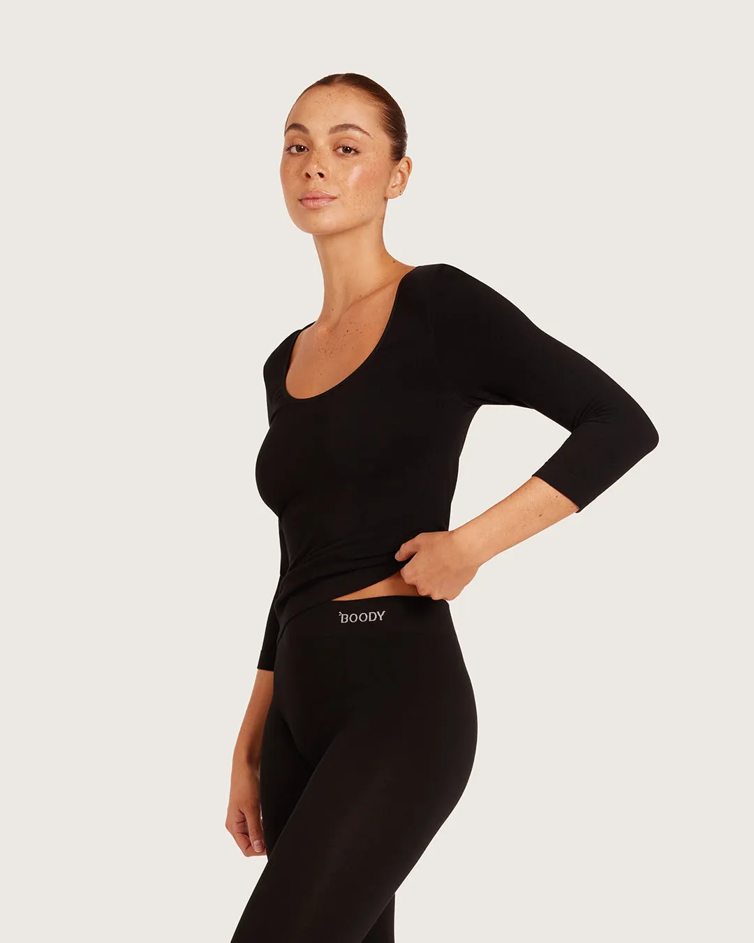 Base Layer 3/4 Sleeve Top - Black sold by Boody Eco Wear product image thumbnail 2
