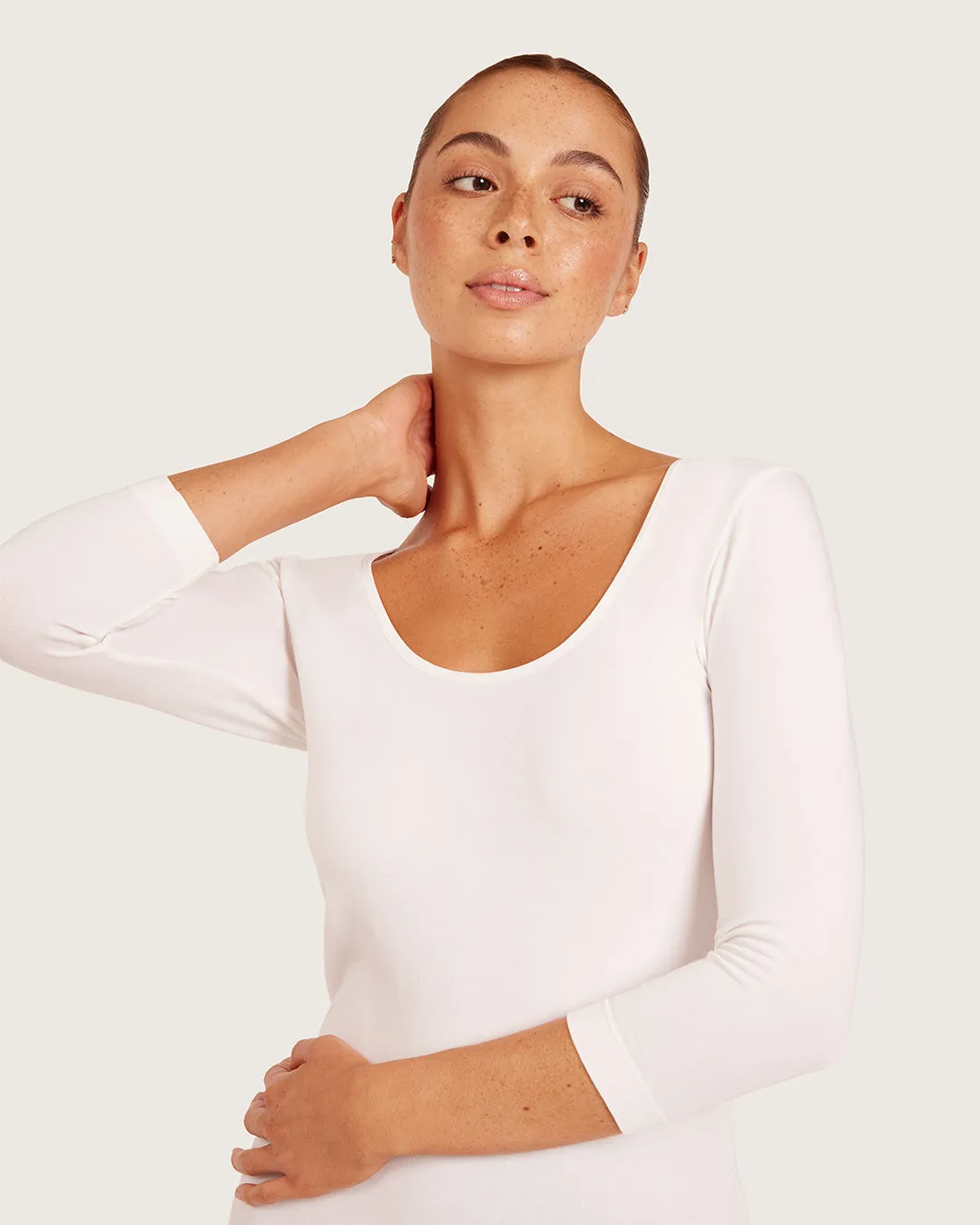 Base Layer 3/4 Sleeve Top - White sold by Boody Eco Wear product image thumbnail 4