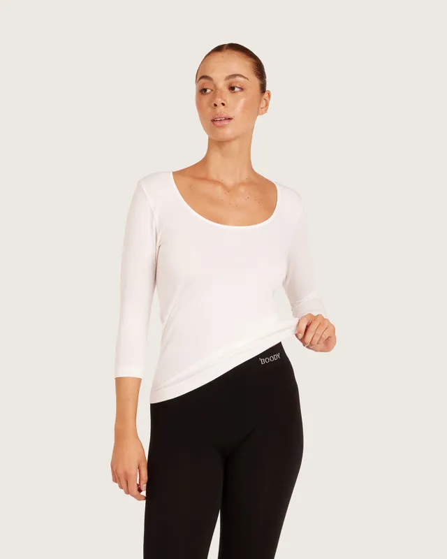 Base Layer 3/4 Sleeve Top - White made by Boody Eco Wear