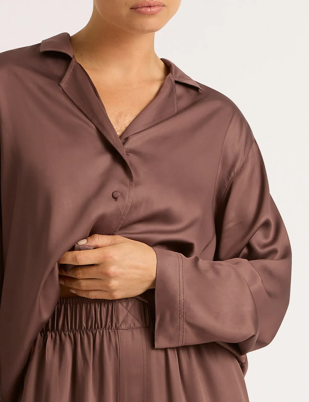 Vegan Silk Long Sleeve Shirt - Garnet sold by Boody Eco Wear product image thumbnail 5