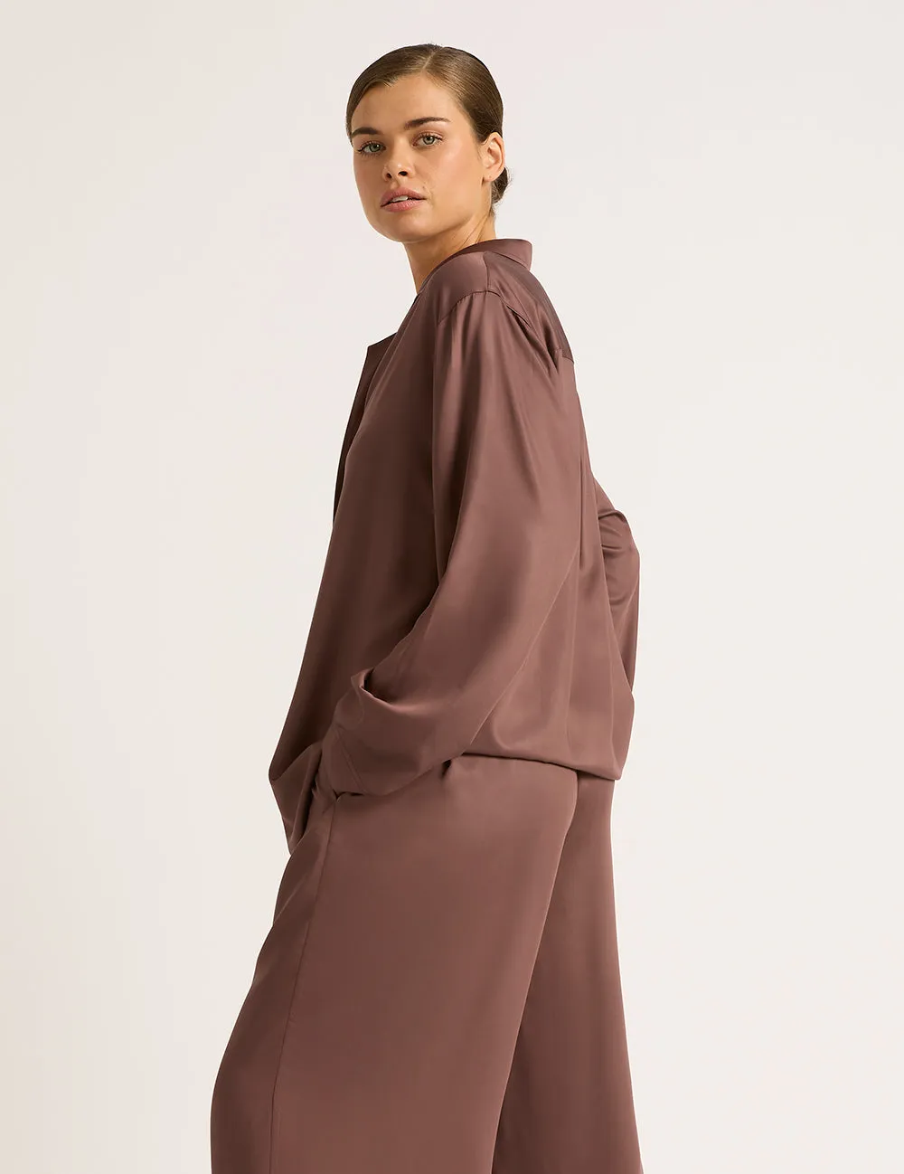 Vegan Silk Long Sleeve Shirt - Garnet sold by Boody Eco Wear product image thumbnail 3