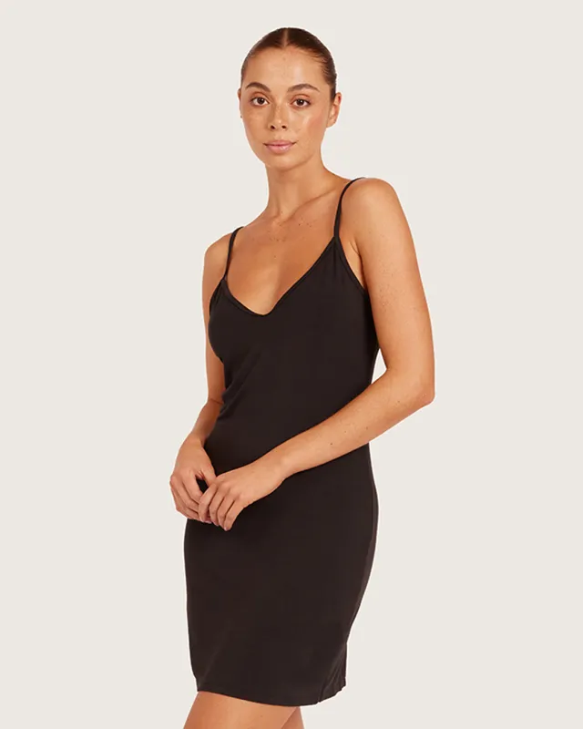 Base Layer V-Neck Slip-Black made by Boody Eco Wear