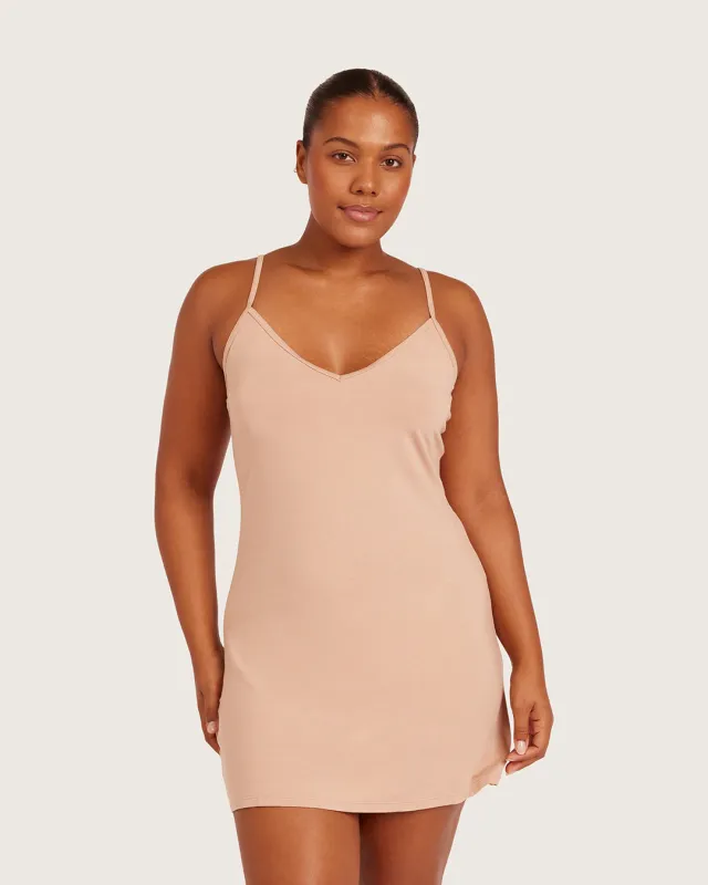 Base Layer V-Neck Slip-Almond made by Boody Eco Wear