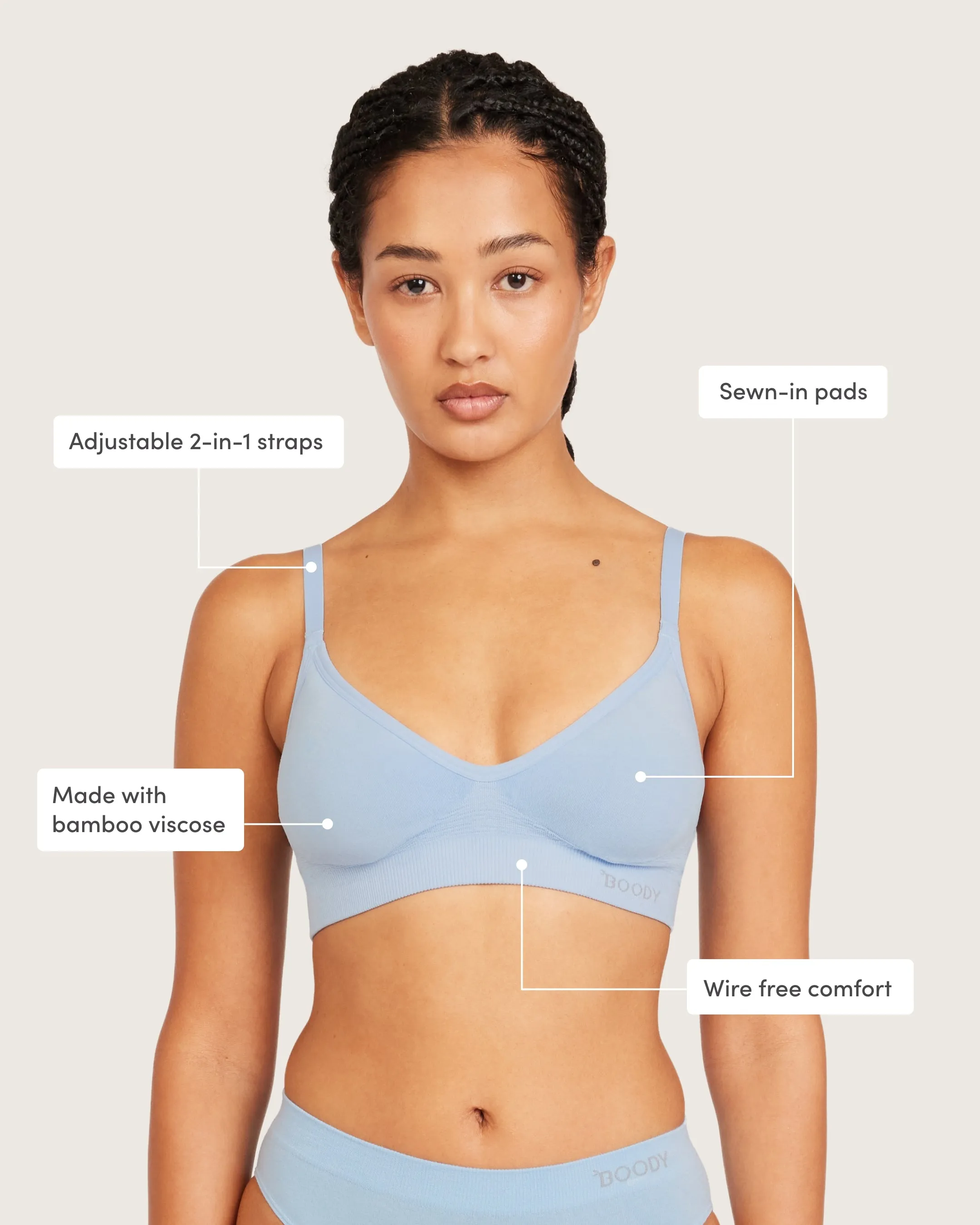 Wireless T-Shirt Bra - Sky Blue sold by Boody Eco Wear product image thumbnail 4