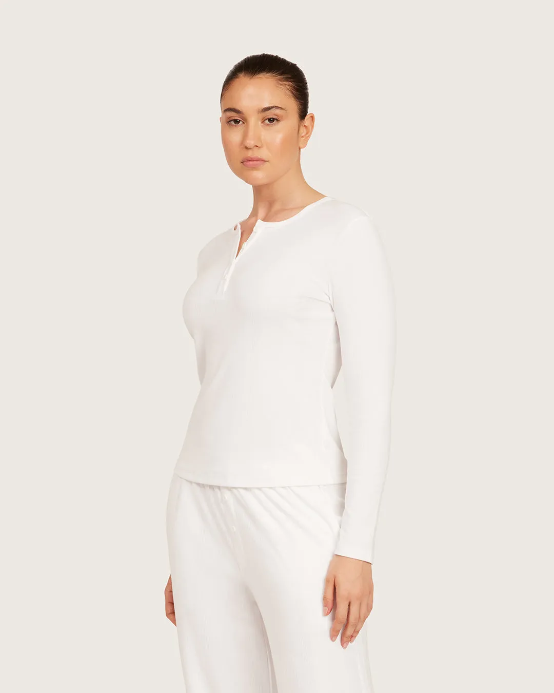 Long Sleeve Henley Top - Chalk White sold by Boody Eco Wear product image thumbnail 4