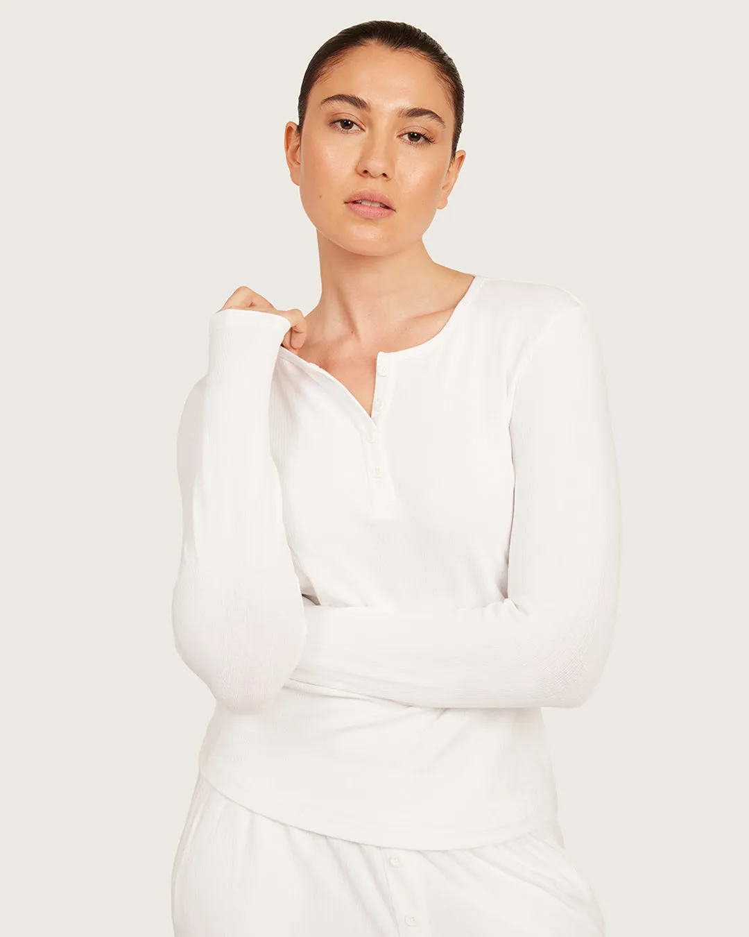 Long Sleeve Henley Top - Chalk White sold by Boody Eco Wear product image thumbnail 2