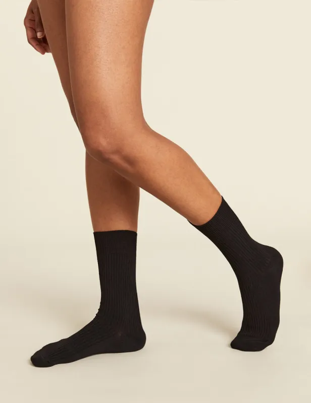 Women's Ribbed Crew Socks - Black sold by Boody Eco Wear