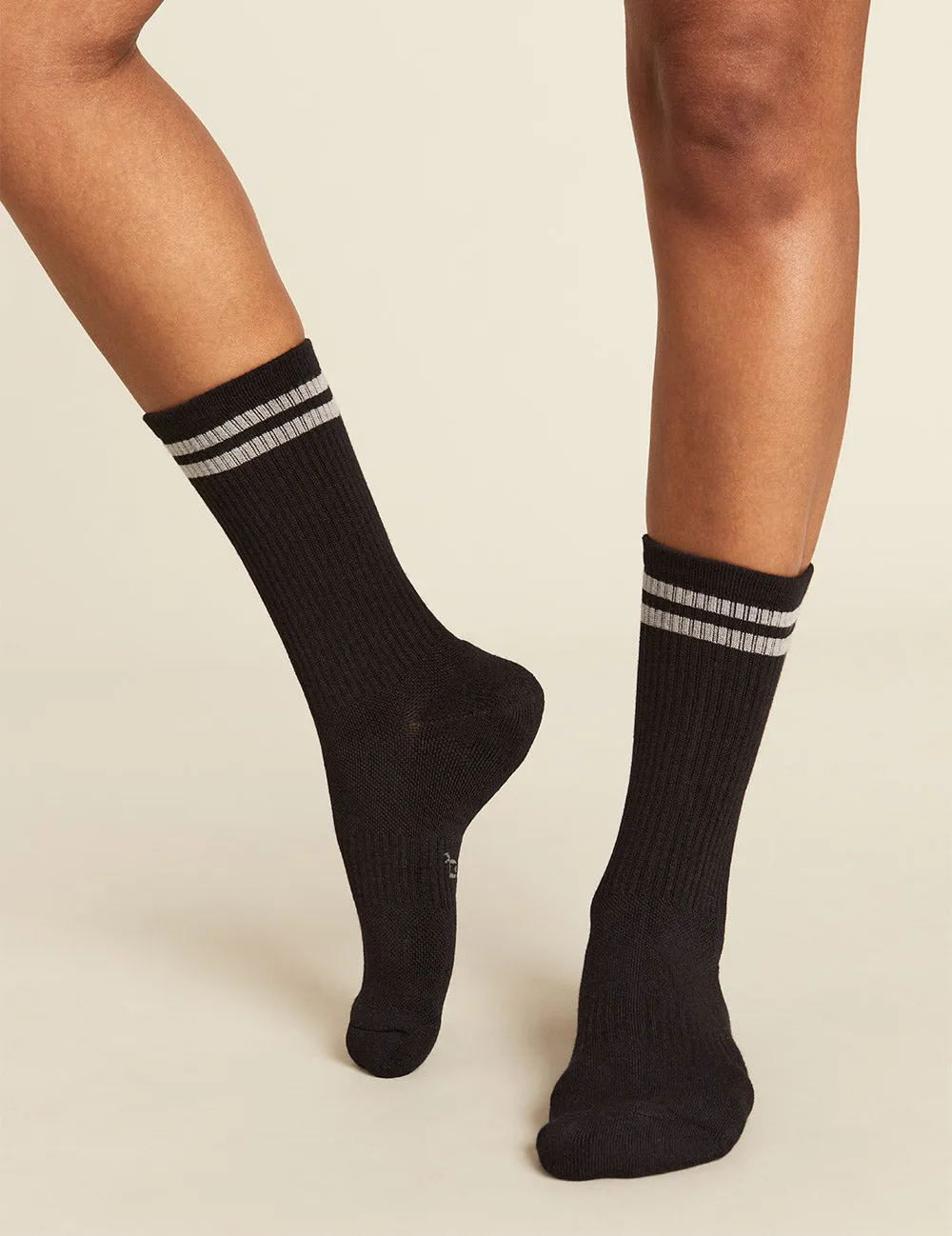 Women's Striped Cushioned Crew Socks - Black/Grey sold by Boody Eco Wear product image thumbnail 2