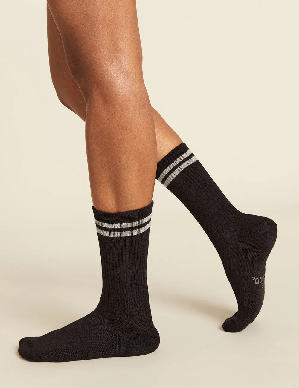 Women's Striped Cushioned Crew Socks - Black/Grey sold by Boody Eco Wear product image thumbnail 3