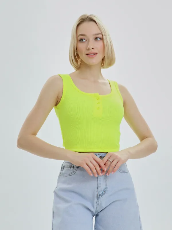 Womens Mercan Crop Vest Neon Yellow sold by Brand Corner