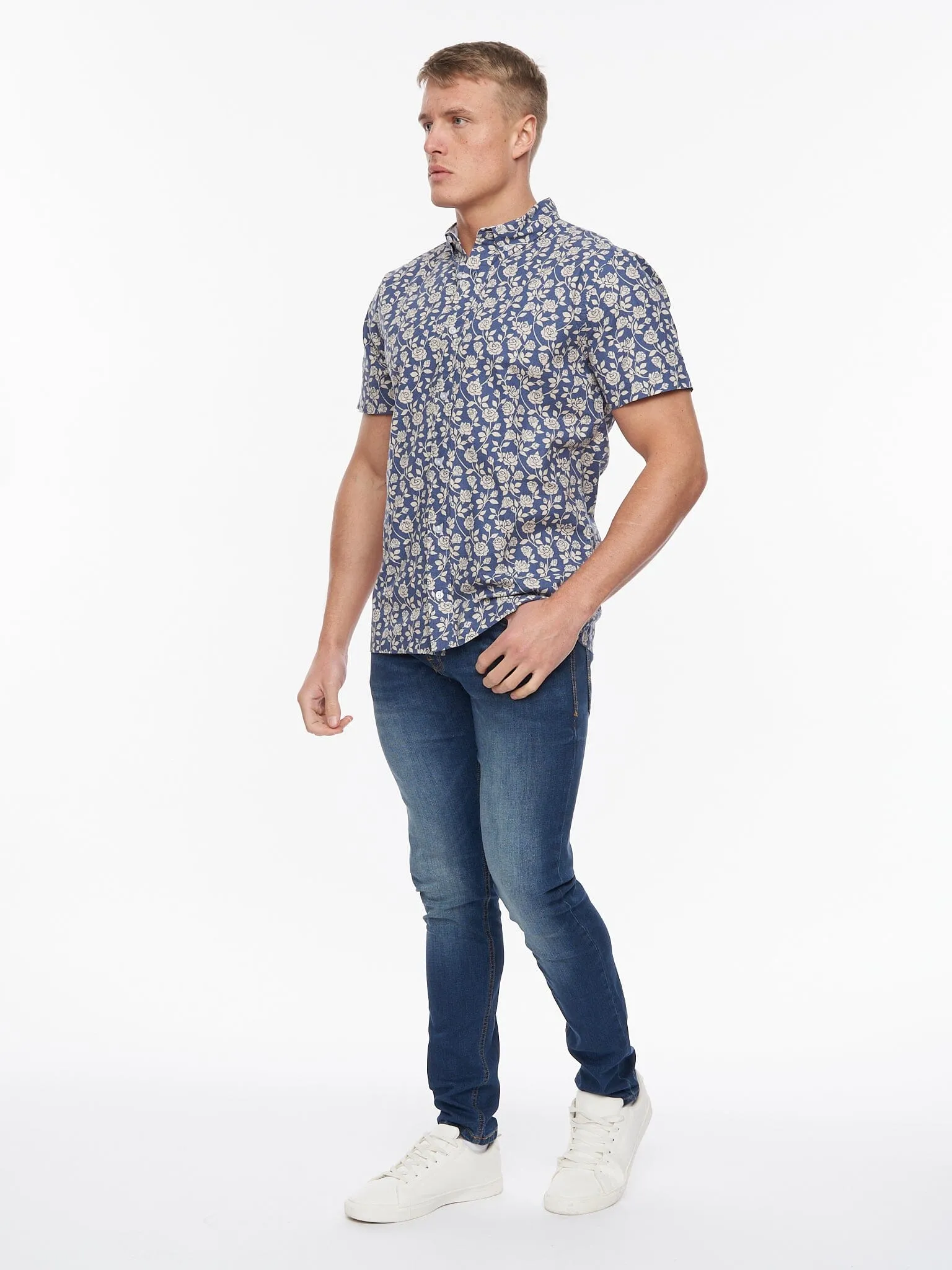 Haltom Short Sleeve Shirt Mid Blue Print sold by Brand Corner product image thumbnail 2