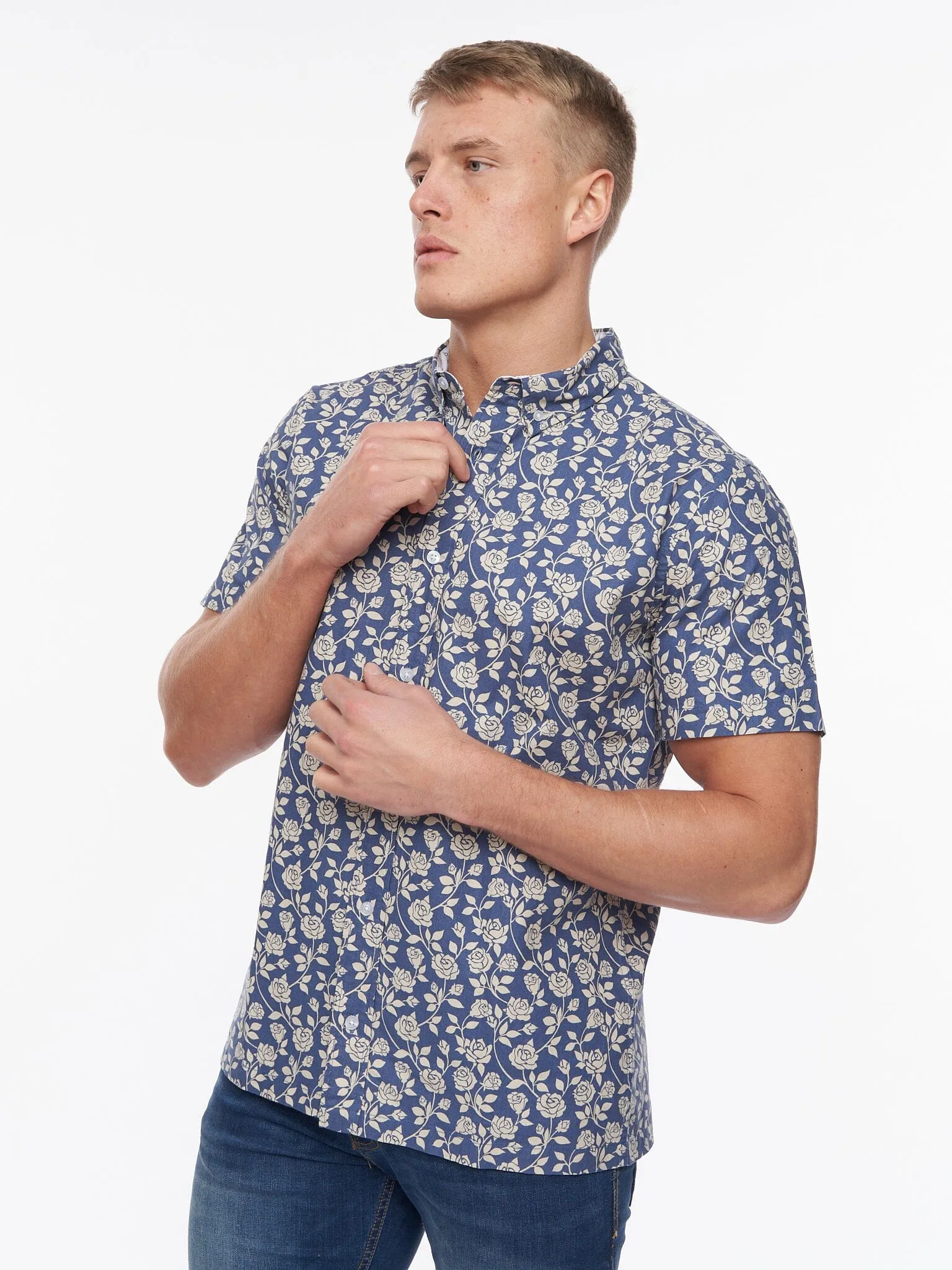 Haltom Short Sleeve Shirt Mid Blue Print sold by Brand Corner product image thumbnail 3