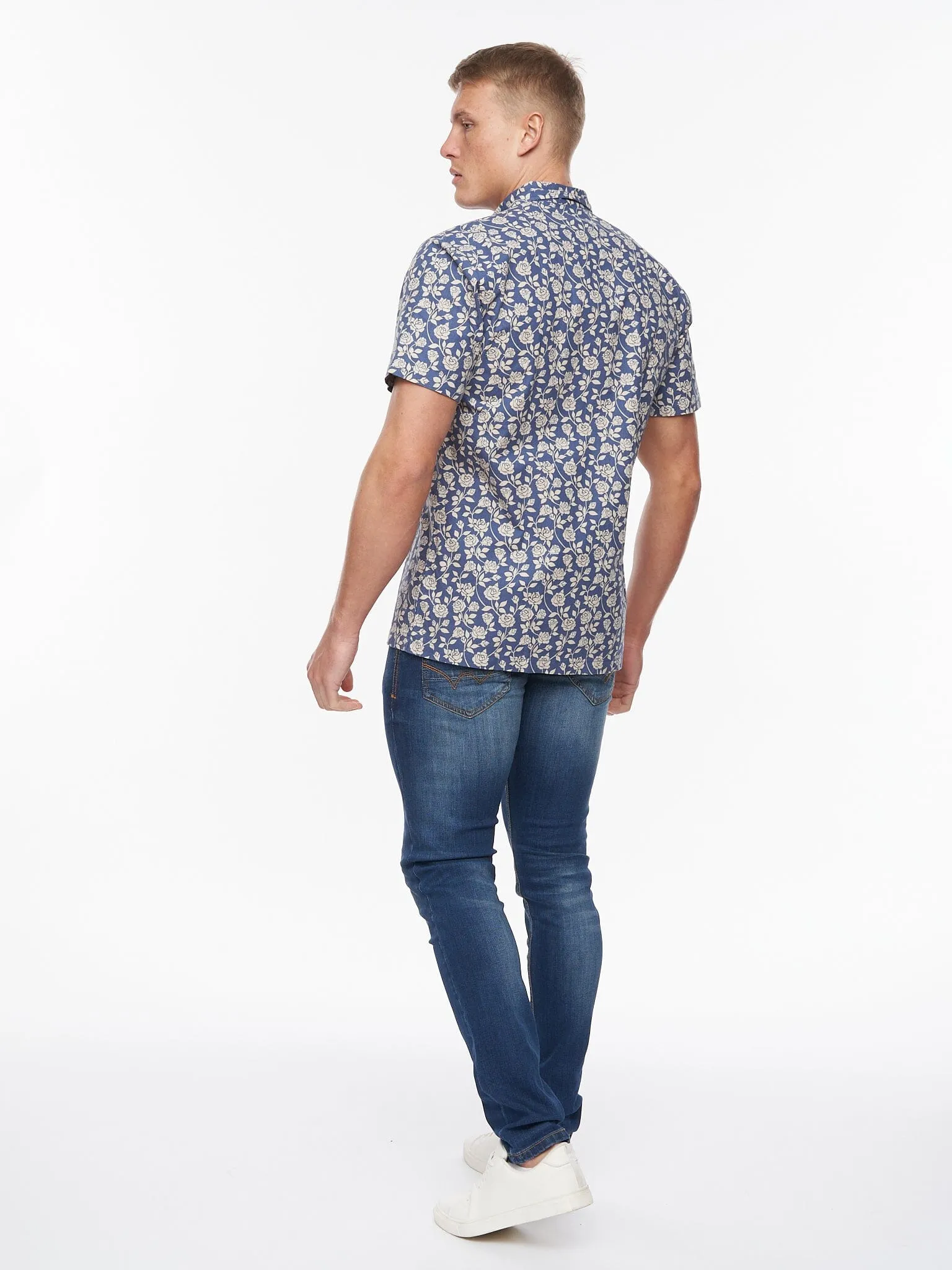 Haltom Short Sleeve Shirt Mid Blue Print sold by Brand Corner product image thumbnail 4