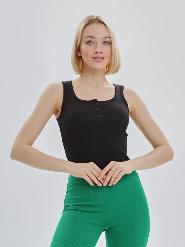 Womens Mercan Crop Vest Black made by Brand Corner