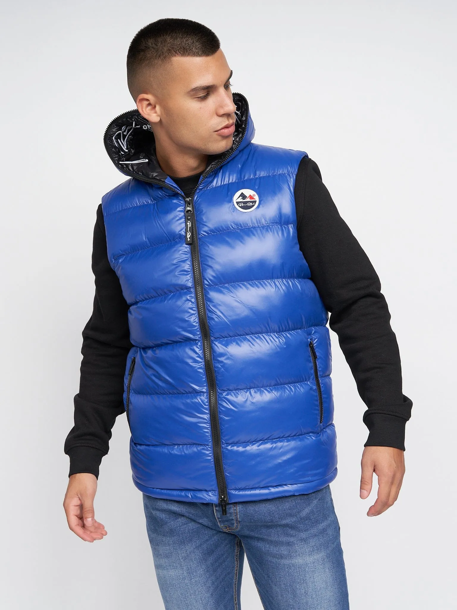 Mateo Hooded Gilet Mid Blue sold by Brand Corner