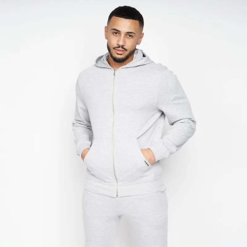 Crosshatch Mens Braxson Hoodie Grey Marl sold by Brand Corner