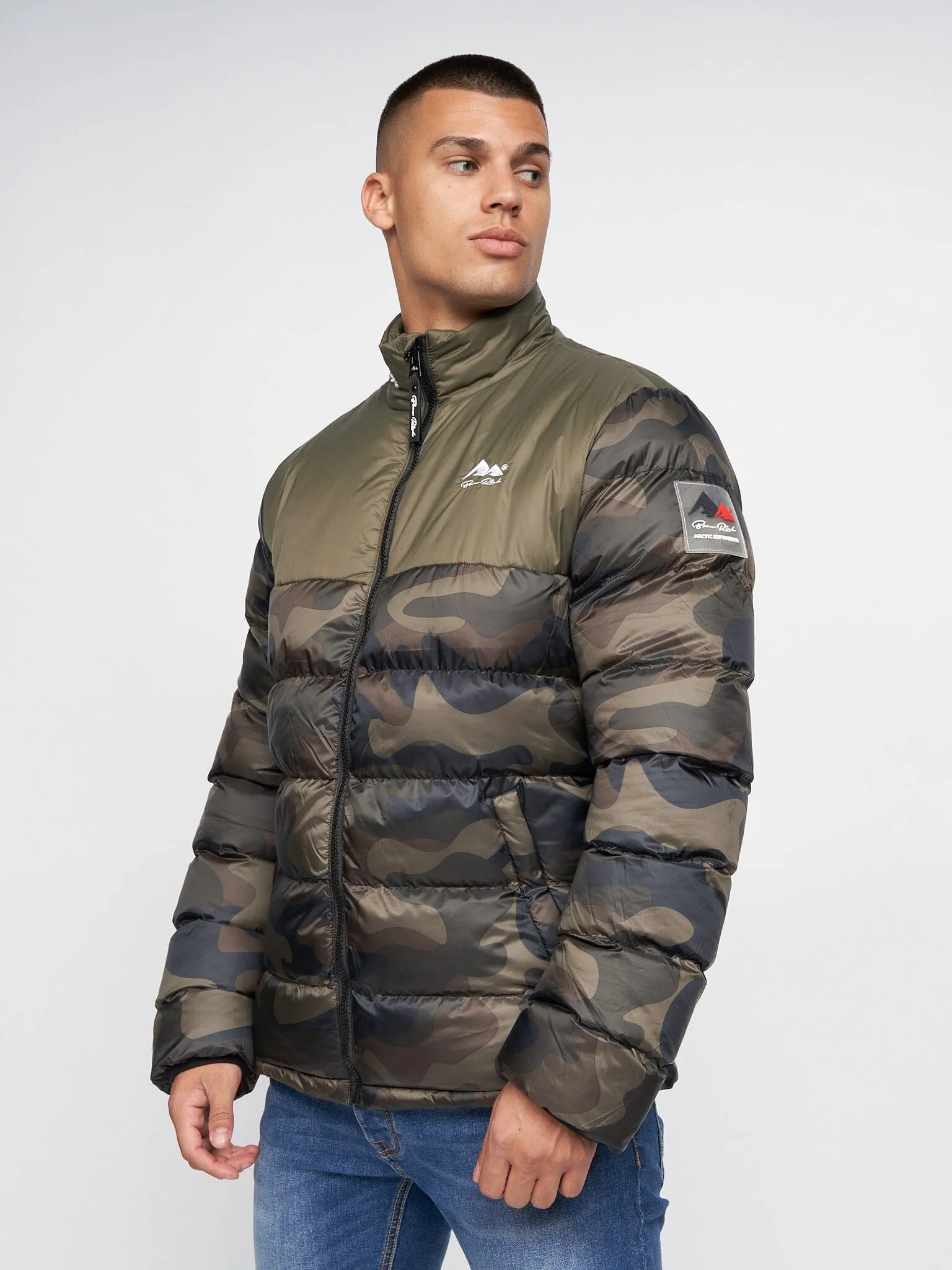 Carlito Oversized Puffa Olive Camo sold by Brand Corner